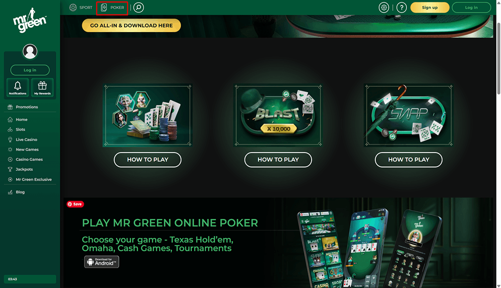 پوکر در Mr Green
